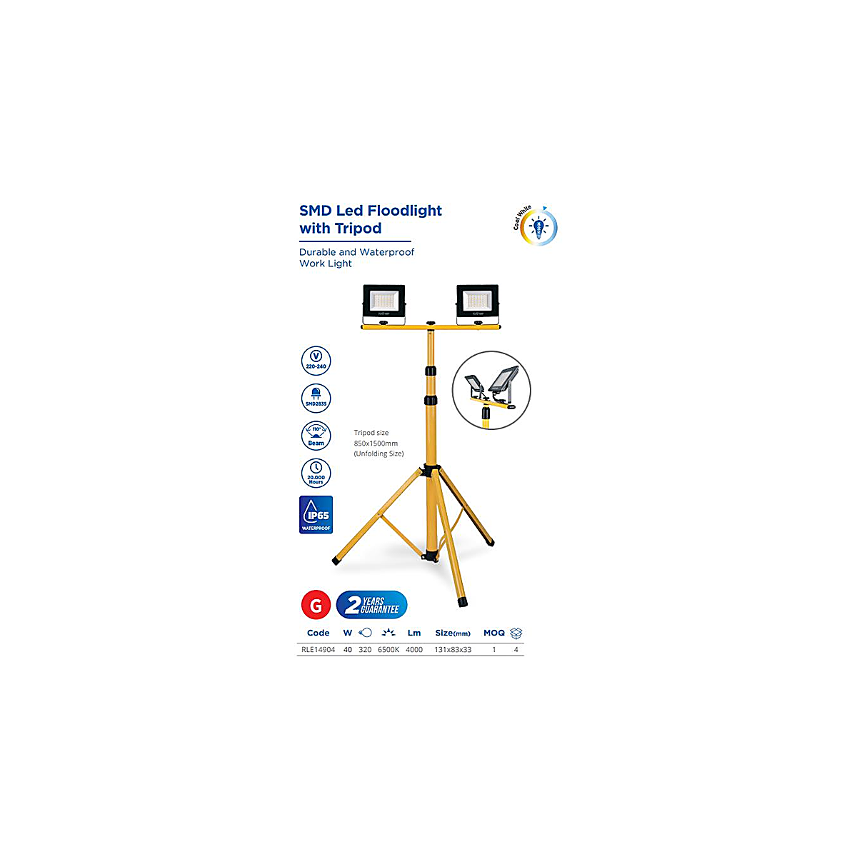 Rother LED Floodlight With Tripod 2x20W
