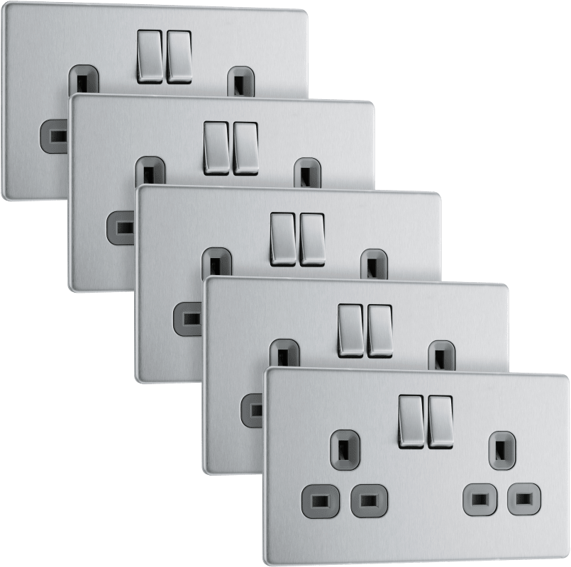 BG Nexus Screwless Flatplate Brushed Steel FBS22G/5-01 - FBS22G/5-01