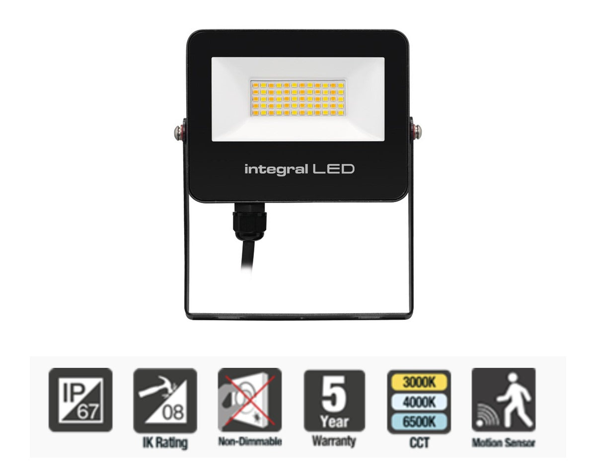 Integral Super Slim 2 Floodlight IP67 2000LM 20W Tuya 3000/4000/6500K 120° Dimmable 100LM/W Black