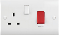 Rother 45A DP Cooker Control UNIT with 13A SOCKET,Red rocker