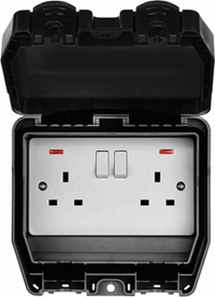 Rother Weatherproof 13A 2G DP Switched Socket, NEON – V413USL