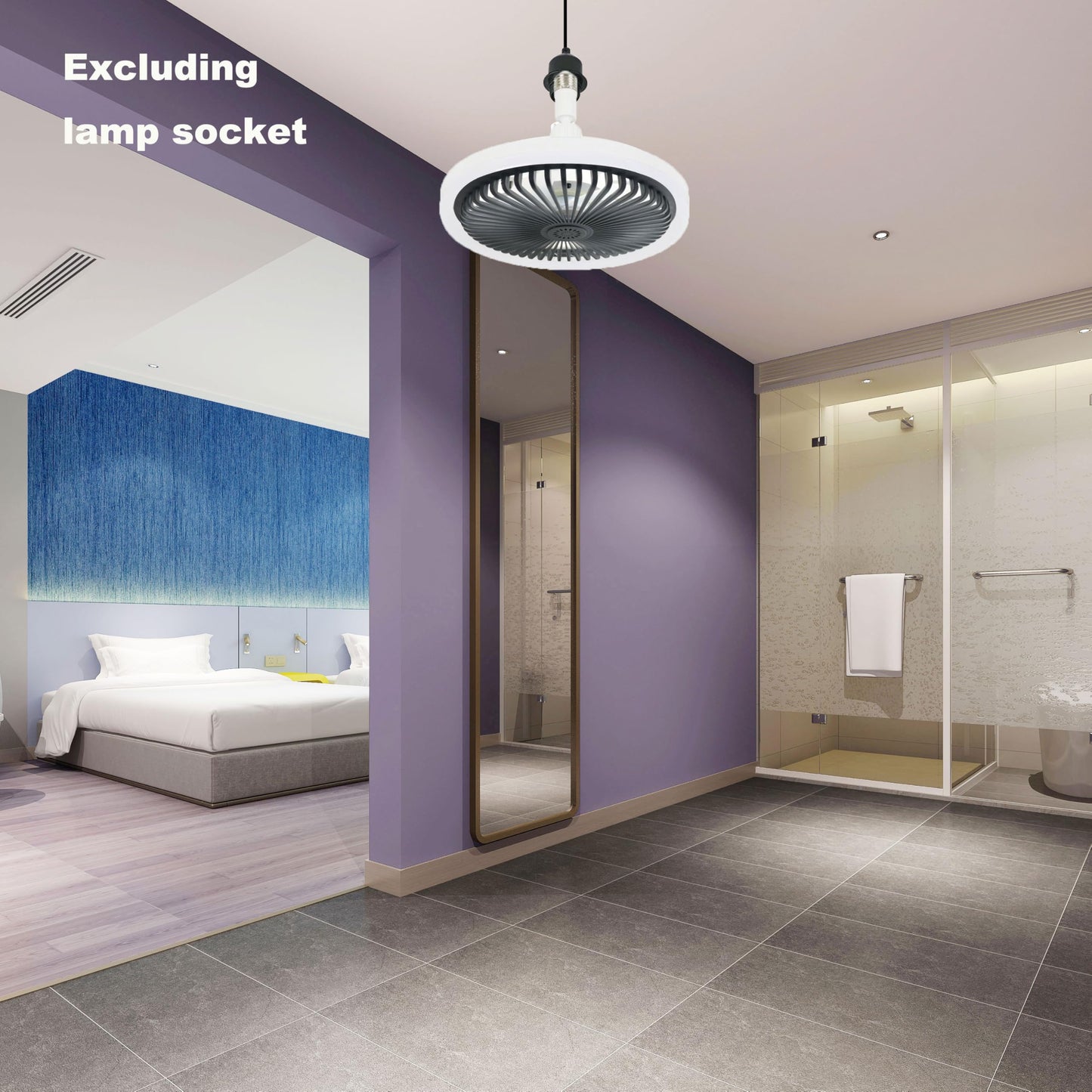 LED Ceiling Fan Light with Remote 2-in-1 Mini Fan & E27 Fixture 3 Speed Modes & 3 Colour Temperatures - Dark Grey ZF-10