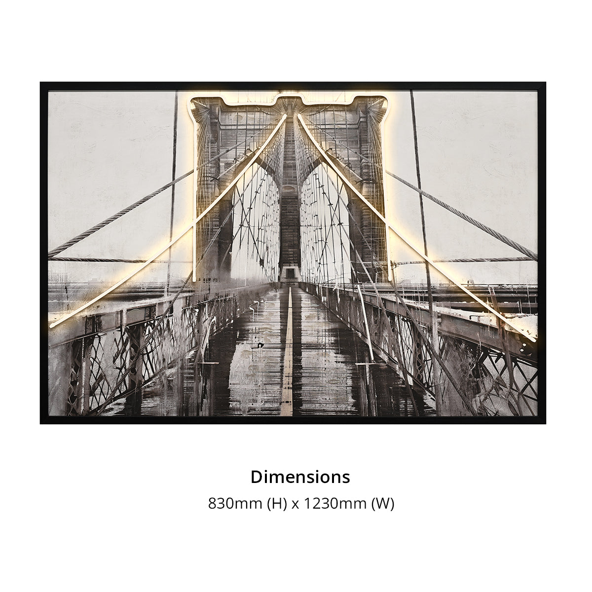 Illuminé Collection LED Wall Art Winter Bridge Illuminated Canvas 123x83cm with UK Plug & ON/OFF Switch