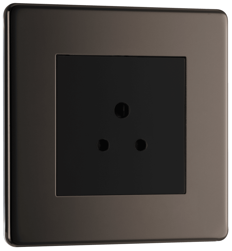 BG Nexus Screwless Flatplate Black Nickel 2A single, unswitched, round pin - FBN28B-01