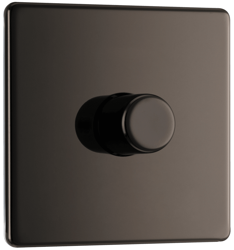 BG Nexus Screwless Flatplate Black Nickel Single, 2 way push 200W - FBN81-01