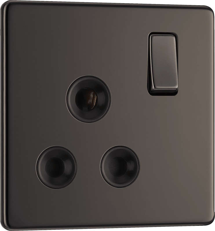 BG Nexus Screwless Flatplate Black Nickel 15A single, switched, round pin - FBN99B-01