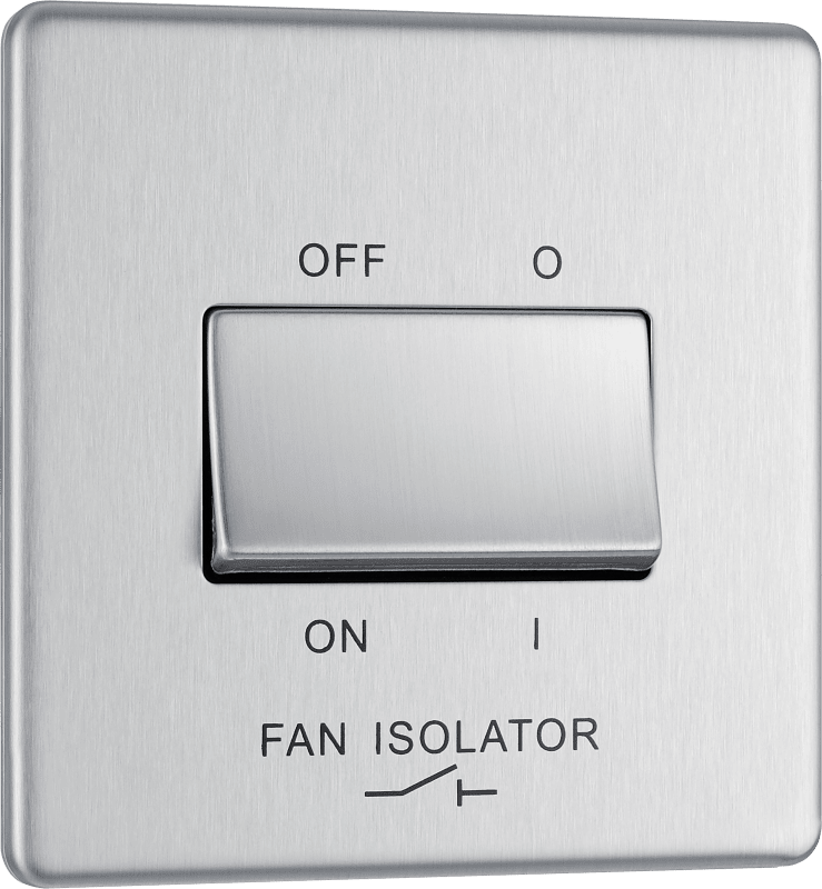 BG Nexus Screwless Flatplate Brushed Steel Triple pole fan isolator - FBS15-01