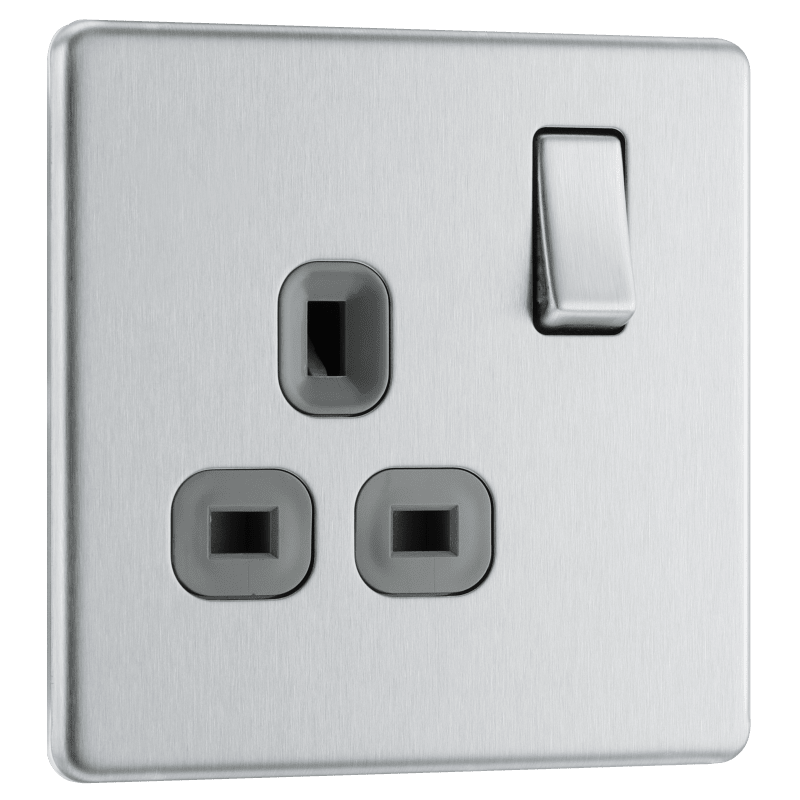 BG Nexus Screwless Flatplate Brushed Steel Single, switched, double pole - FBS21G-01