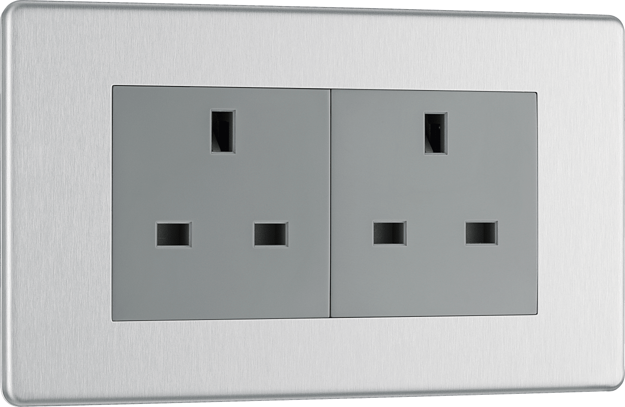 BG Nexus Screwless Flatplate Brushed Steel Double unswitched, double pole - FBS24G-01