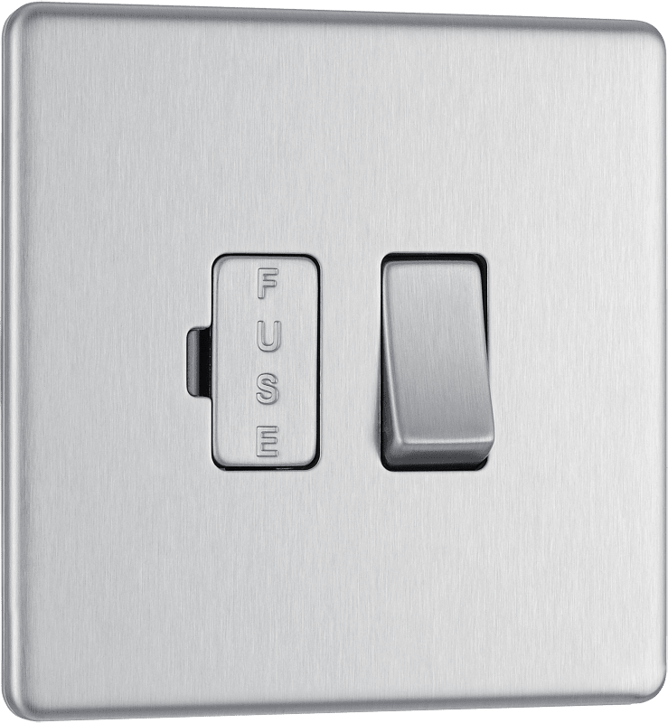 BG Nexus Screwless Flatplate Brushed Steel Switched and fused - FBS50-01