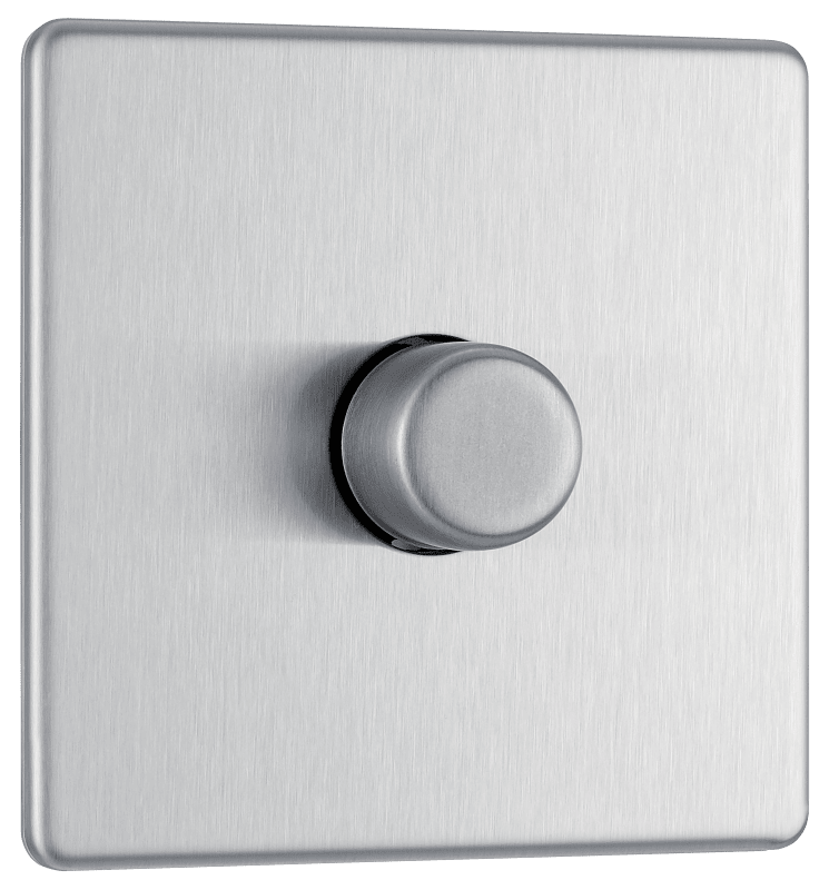 BG Nexus Screwless Flatplate Brushed Steel Single, 2 way push 200W - FBS81-01