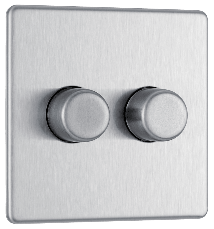 BG Nexus Screwless Flatplate Brushed Steel Double 2 way push 200W - FBS82-01