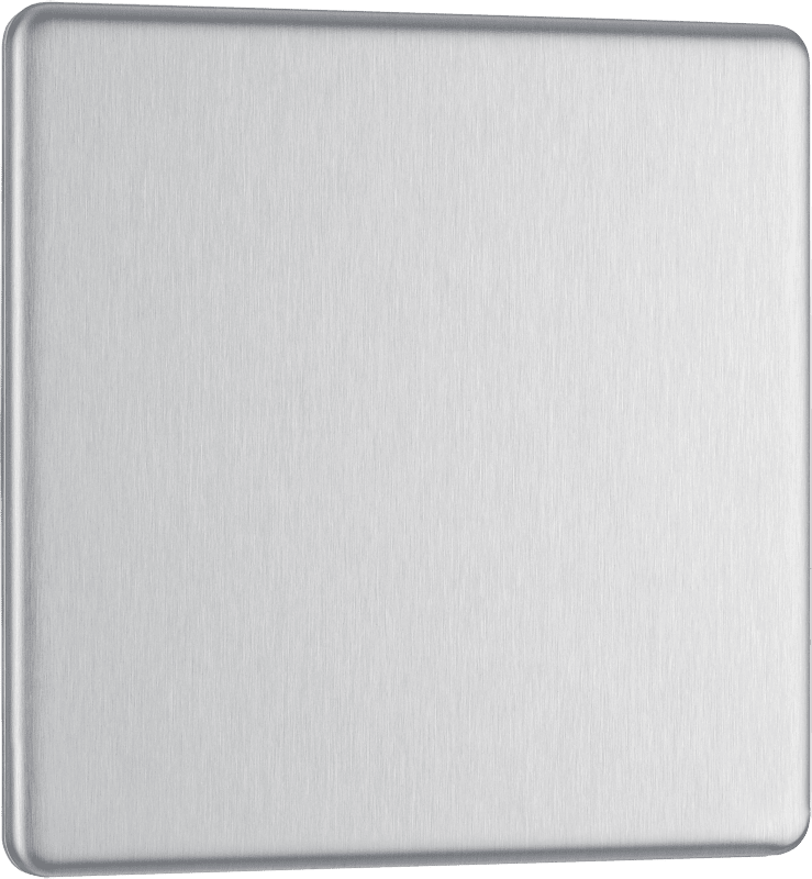 BG Nexus Screwless Flatplate Brushed Steel Single, blank plate - FBS94-01