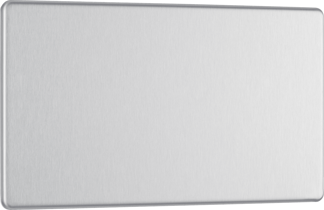 BG Nexus Screwless Flatplate Brushed Steel Double, blank plate - FBS95-01