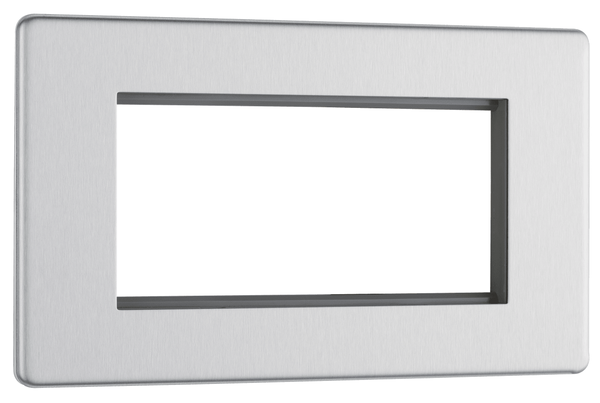 BG Nexus Screwless Flatplate Brushed Steel 4 module - rectangular - FBSEMR4-01