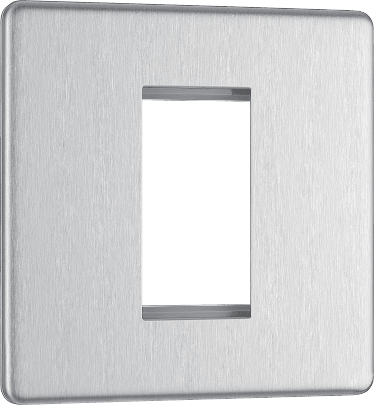 BG Nexus Screwless Flatplate Brushed Steel 1 module - square - FBSEMS1-01