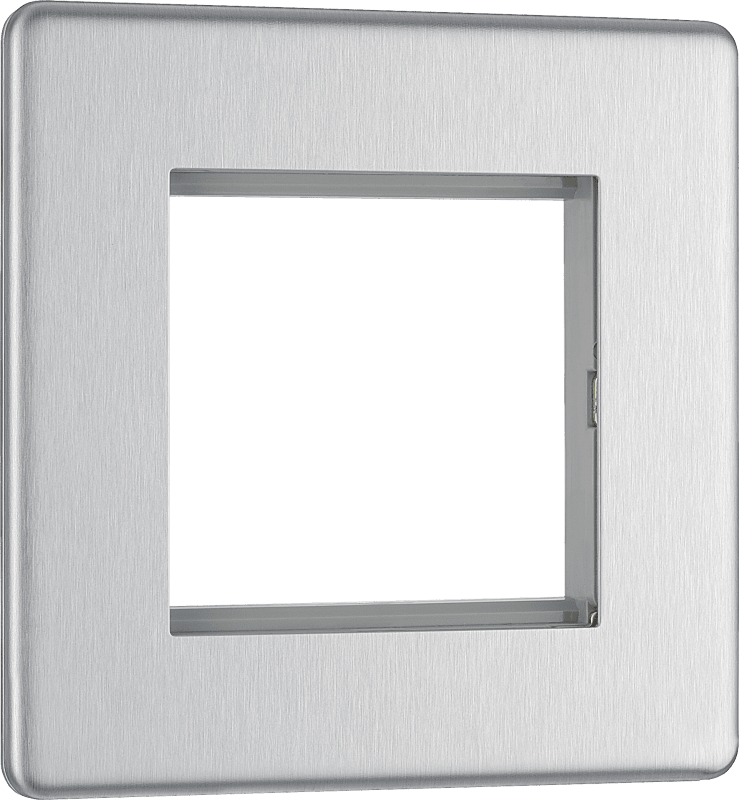 BG Nexus Screwless Flatplate Brushed Steel 2 module - square - FBSEMS2-01