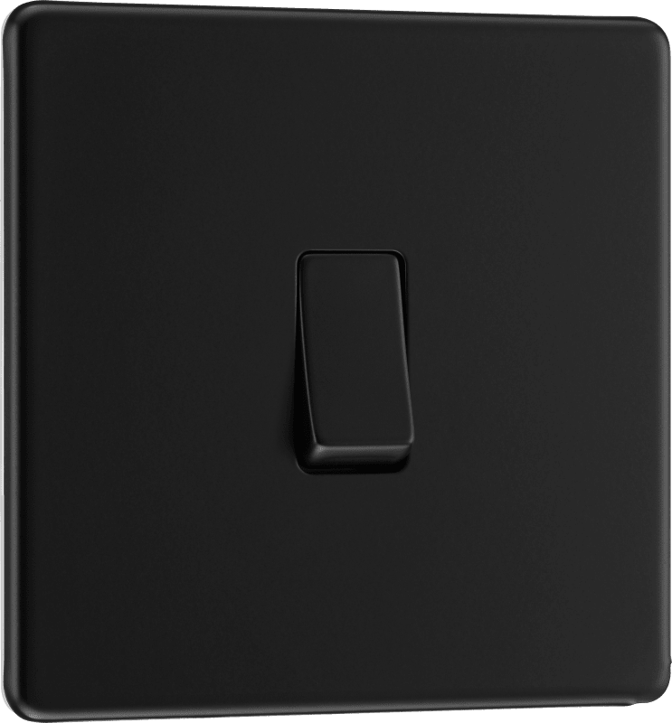 BG Nexus Screwless Flatplate Matt Black Single 2 way switch - FFB12-01
