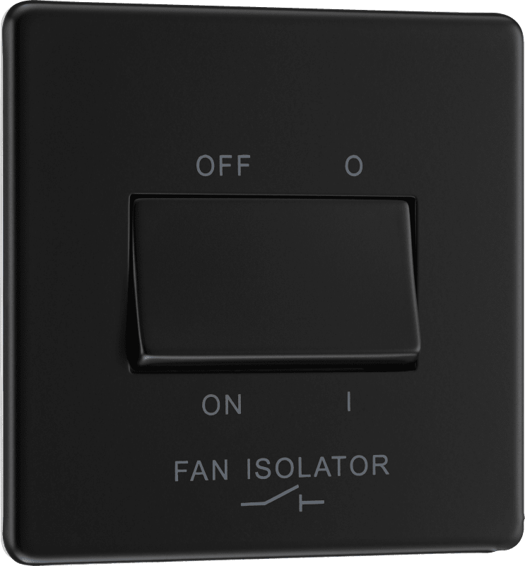 BG Nexus Screwless Flatplate Matt Black Triple pole fan isolator - FFB15-01