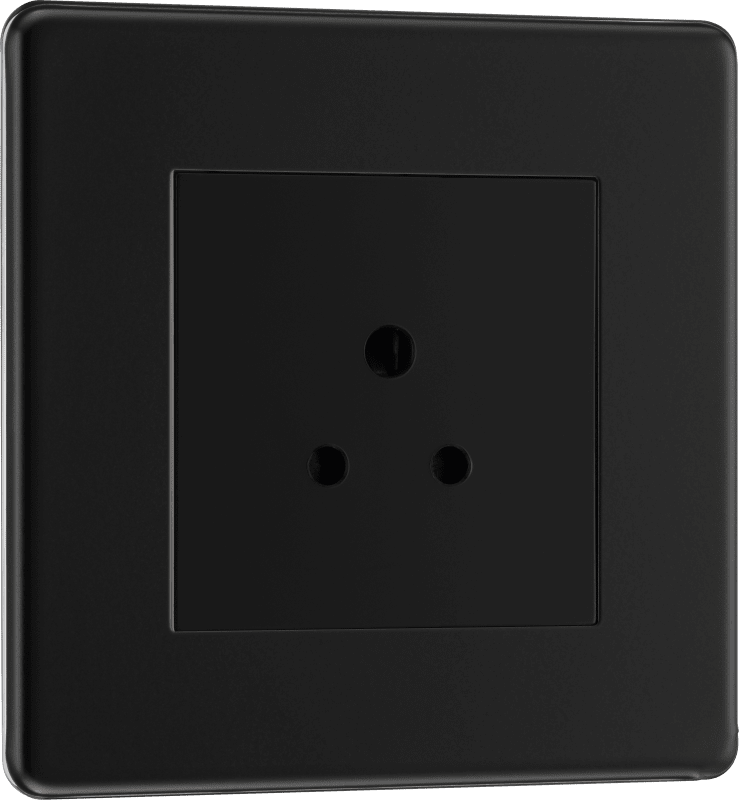 BG Nexus Screwless Flatplate Matt Black 2A, Single, unswitched, round pin - FFB28B-01