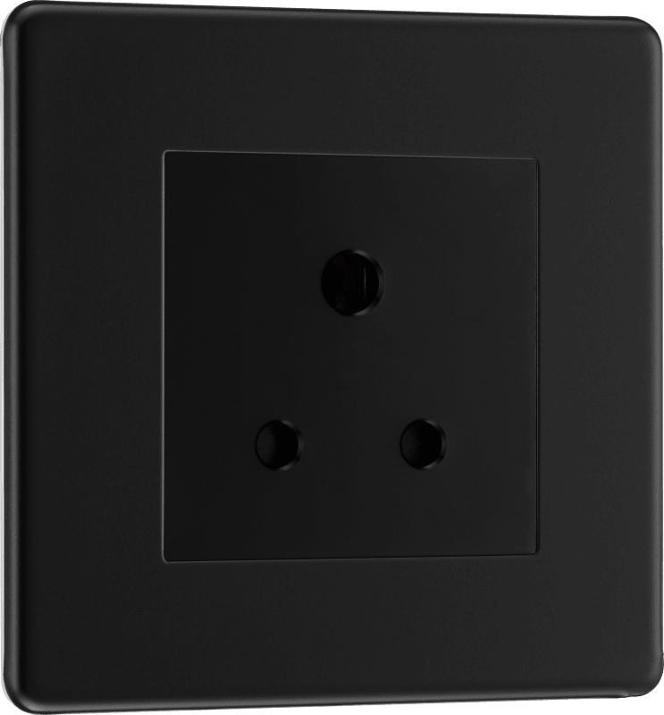 BG Nexus Screwless Flatplate Matt Black 5A single, unswitched, round pin - FFB29B-01