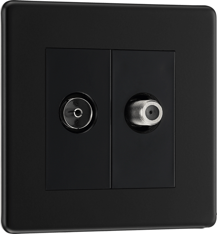 BG Nexus Screwless Flatplate Matt Black Double satellite and co-axial - FFB65-01