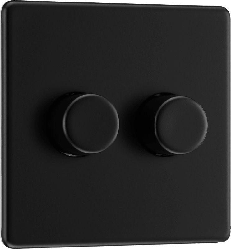BG Nexus Screwless Flatplate Matt Black Double, 2 way push 200W - FFB82-01