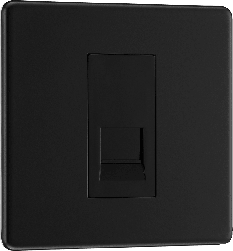 BG Nexus Screwless Flatplate Matt Black Single telephone socket, secondary - FFBBTS1-01