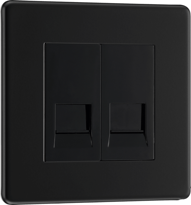 BG Nexus Screwless Flatplate Matt Black Double telephone socket, secondary - FFBBTS2-01