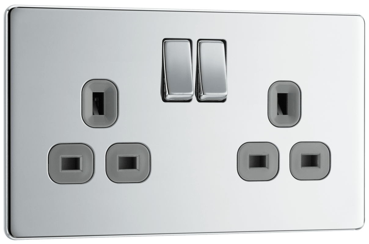 BG Nexus Screwless Flatplate Polished Chrome Double switched, double pole - FPC22G-01