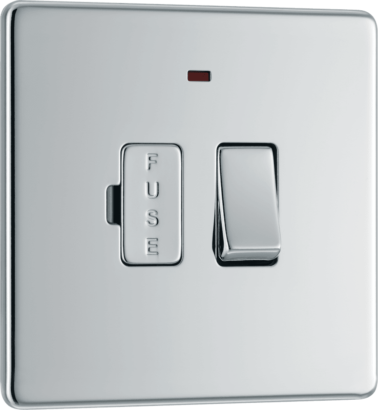 BG Nexus Screwless Flatplate Polished Chrome Switched and fused with indicator - FPC52-01