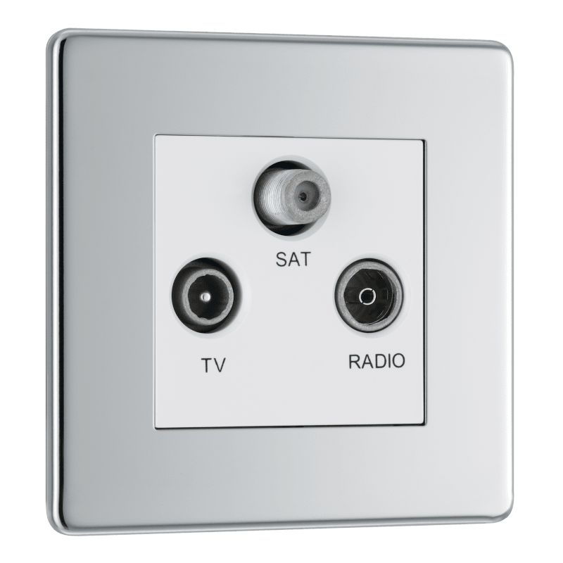 BG Nexus Screwless Flatplate Polished Chrome Triple TV/FM/SAT triplex - screened - FPC67-01