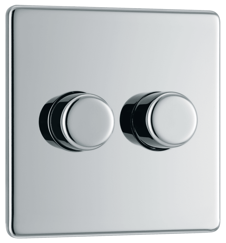 BG Nexus Screwless Flatplate Polished Chrome Double, 2 way push 200W - FPC82-01