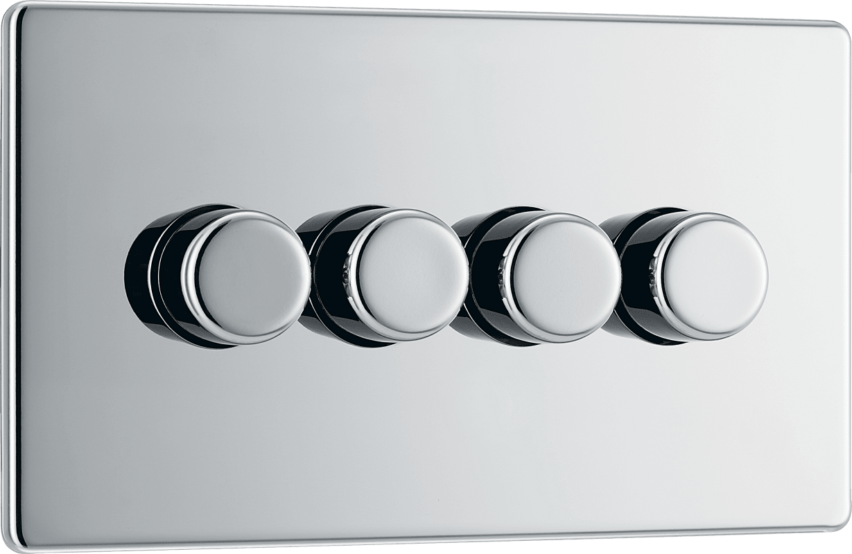 BG Nexus Screwless Flatplate Polished Chrome Quadruple, 2 way push 200W - FPC84-01