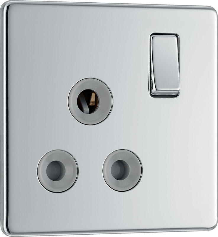 BG Nexus Screwless Flatplate Polished Chrome 15A, single, switched, round pin - FPC99G-01