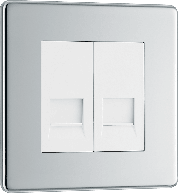 BG Nexus Screwless Flatplate Polished Chrome Double, telephone socket, master - FPCBTM2-01