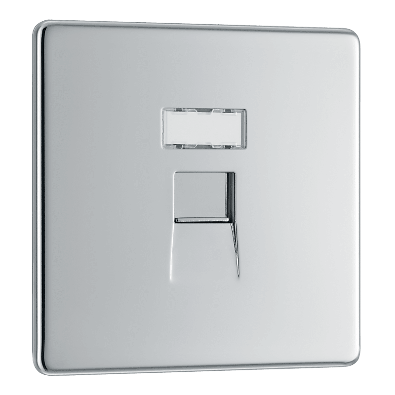 BG Nexus Screwless Flatplate Polished Chrome Single, RJ45 data socket - FPCRJ451-01