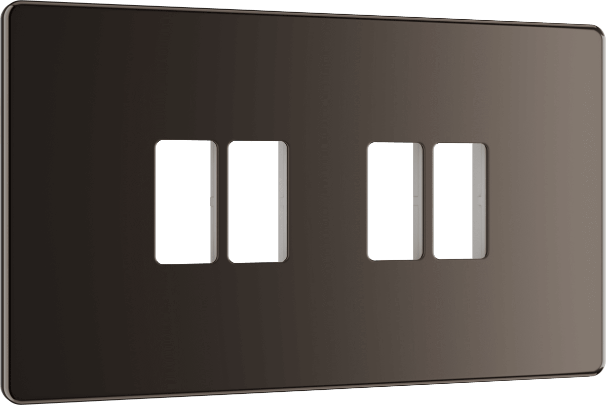 BG Nexus Screwless Flatplate Black Nickel 4 module front plate - MFBN4-01