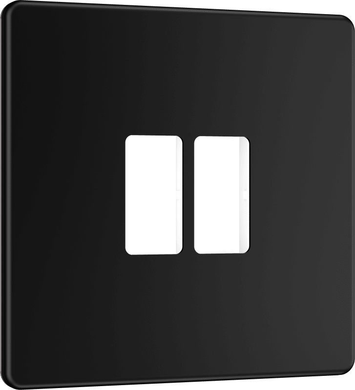 BG Nexus Screwless Flatplate Matt Black 2 module front plate - MFFB2-01