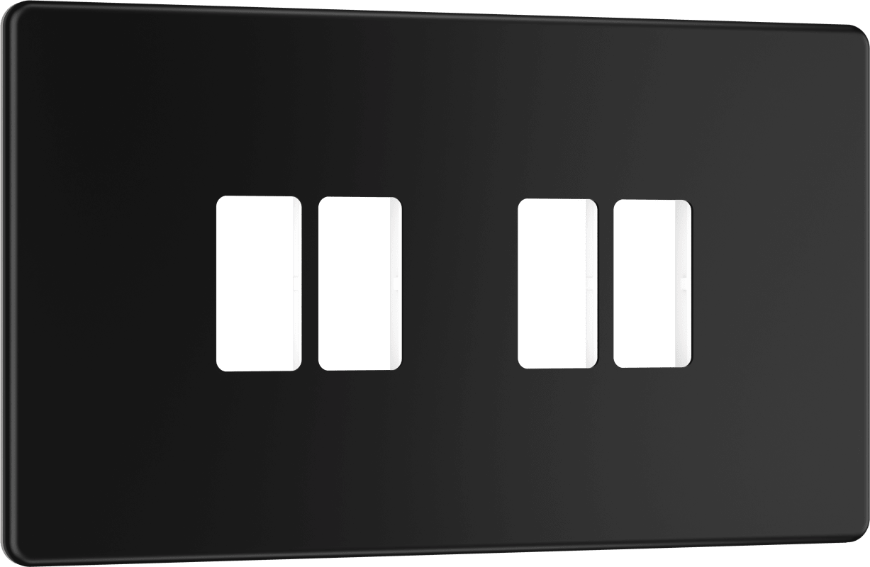 BG Nexus Screwless Flatplate Matt Black 4 module front plate - MFFB4-01