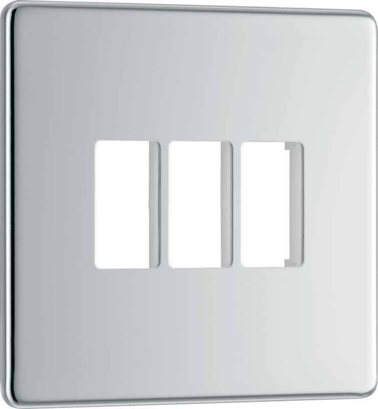 BG Nexus Screwless Flatplate Polished Chrome 3 module front plate - MFPC3-01