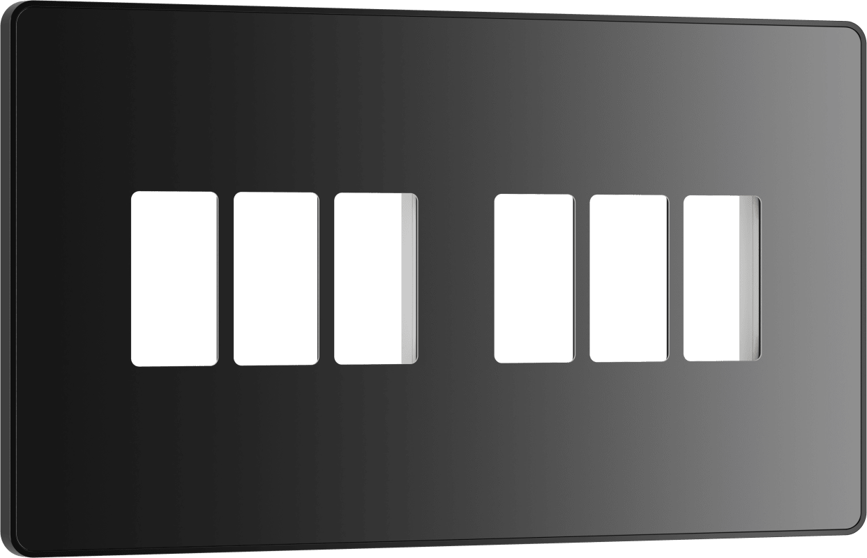 BG Evolve Black Chrome 6 module front plate - MPCDBC6B-01