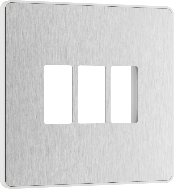 BG Evolve Brushed Steel 3 module front plate - MPCDBS3W-01