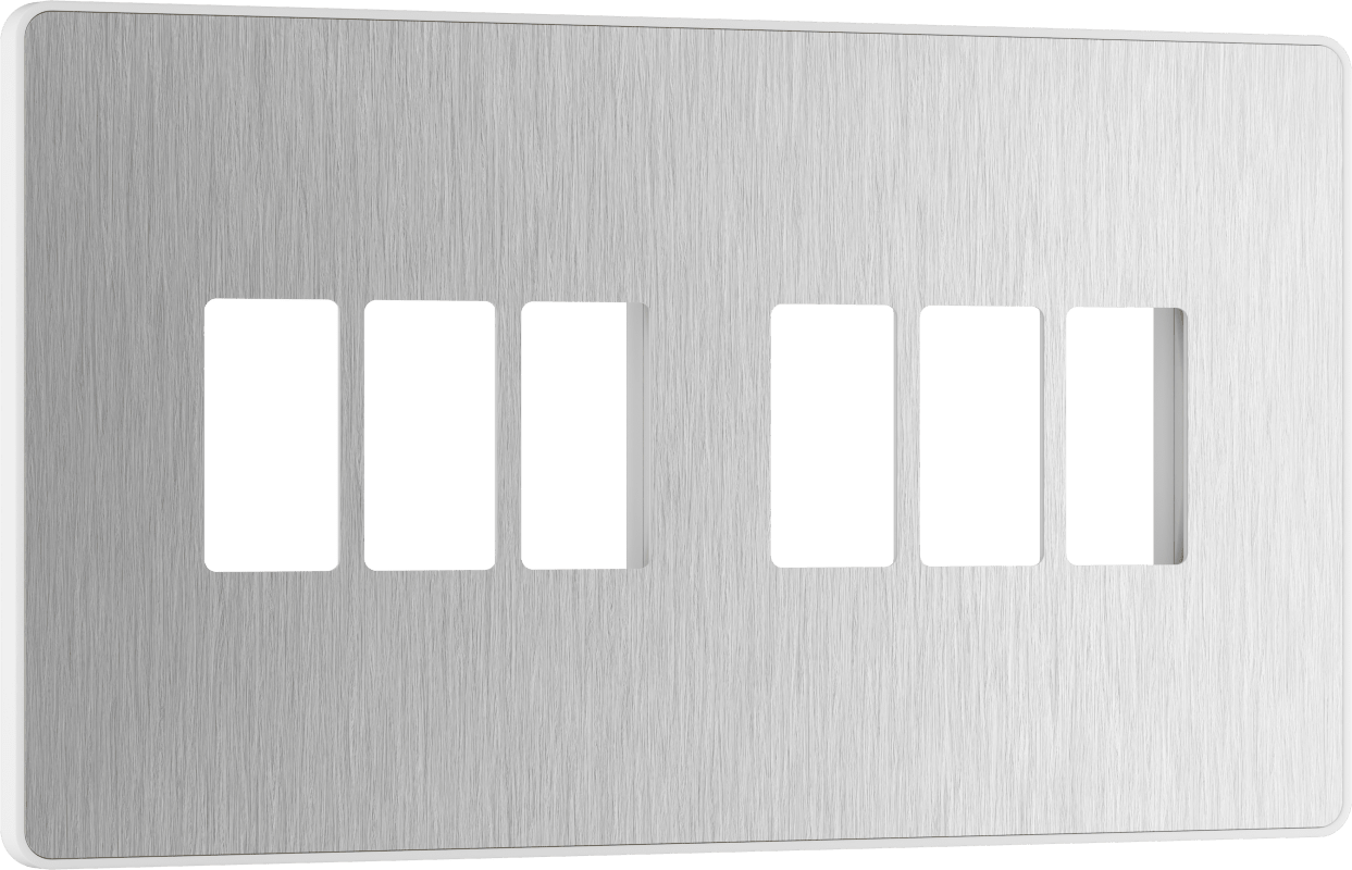 BG Evolve Brushed Steel 6 module front plate - MPCDBS6W-01