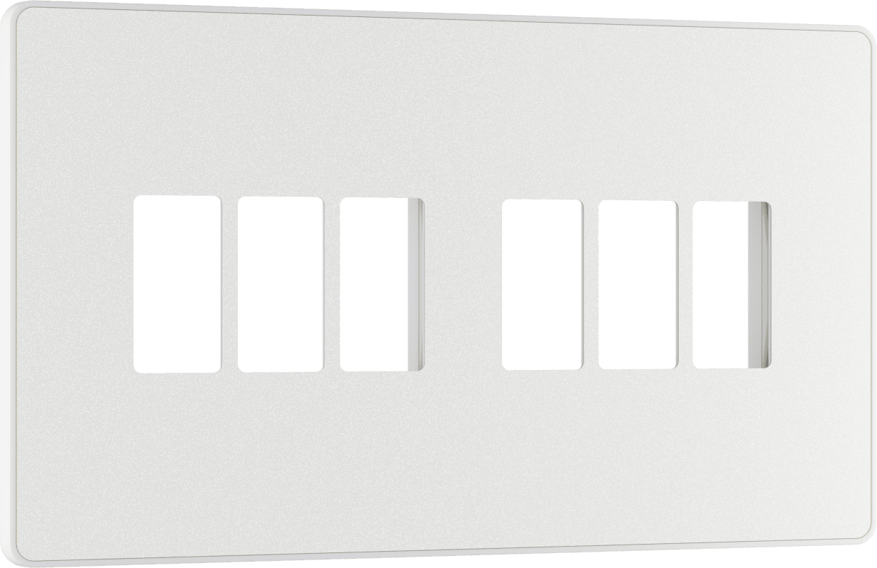 BG Evolve Pearlescent White 6 module front plate - MPCDCL6W-01