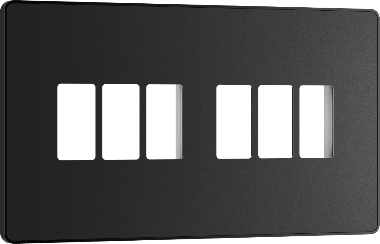 BG Evolve Matt Black 6 module front plate - MPCDMB6B-01