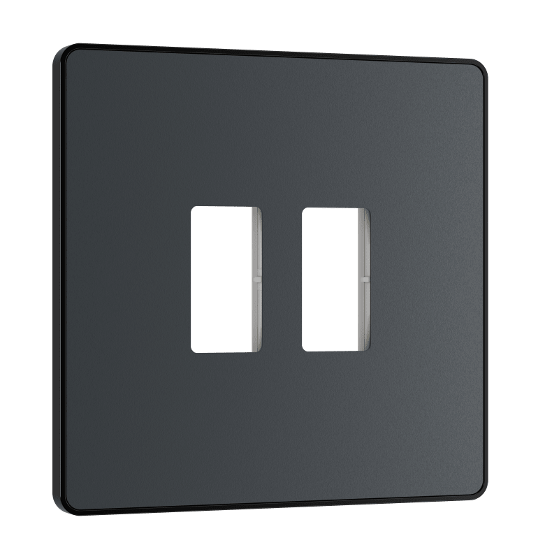 BG Evolve Matt Grey 2 module front plate - MPCDMG2B-01