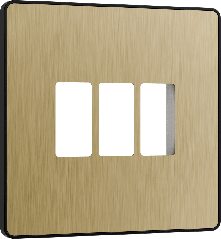 BG Evolve Satin Brass 3 module front plate - MPCDSB3B-01