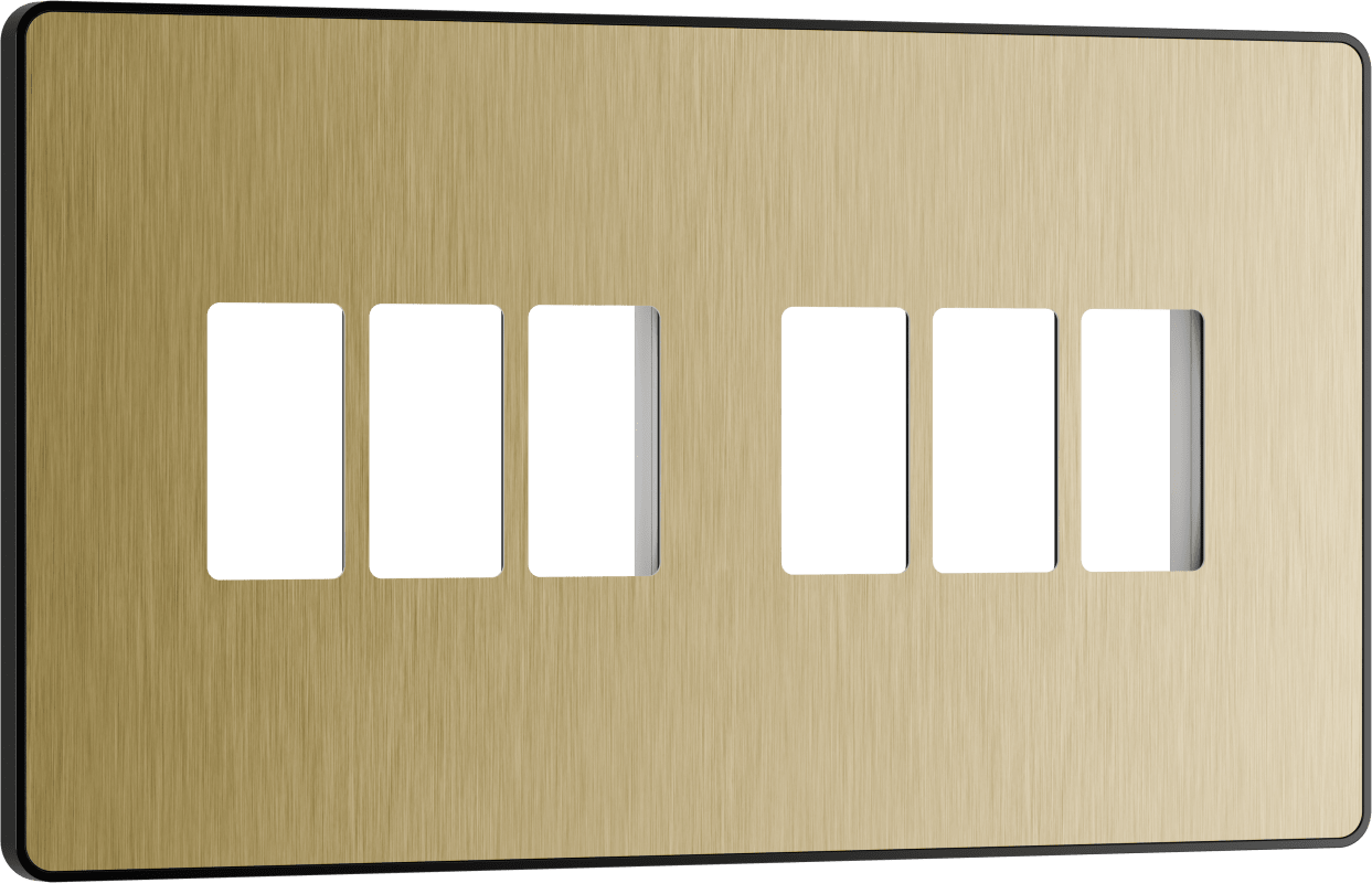 BG Evolve Satin Brass 6 module front plate - MPCDSB6B-01
