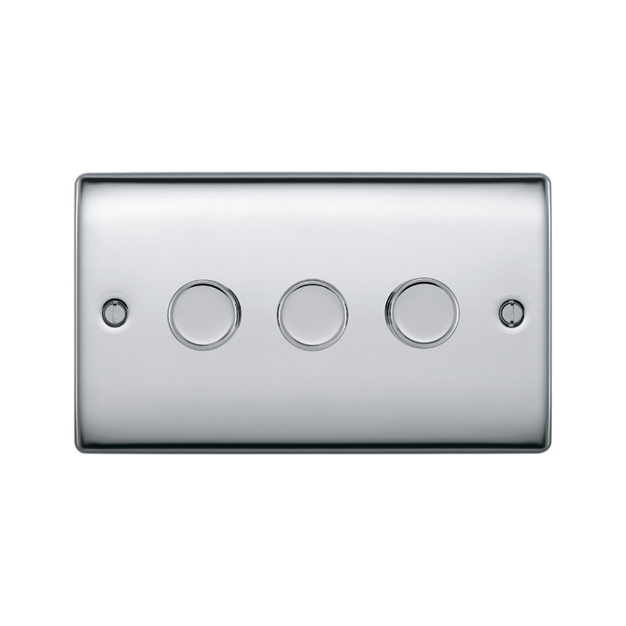 BG Nexus Metal Polished Chrome 3 Gang Dimmer Switch